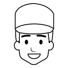 delivery worker head avatar character vector illustration design