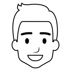 young man head avatar character vector illustration design