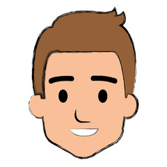 young man head avatar character vector illustration design