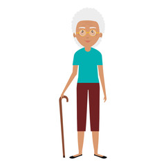 cute grandmother with cane avatar character vector illustration design