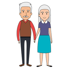 cute grandparents couple avatars characters vector illustration design