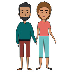 cute mother and father couple characters vector illustration design
