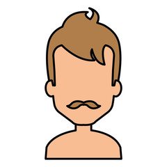 young man shirtless avatar character vector illustration design