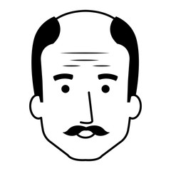 cute grandfather head avatar character vector illustration design