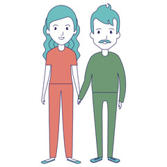 cute mother and father couple characters vector illustration design