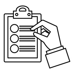 hand with checklist clipboard isolated icon vector illustration design