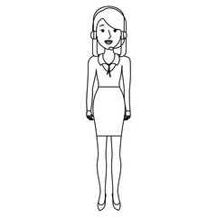 businesswoman with headset character vector illustration design
