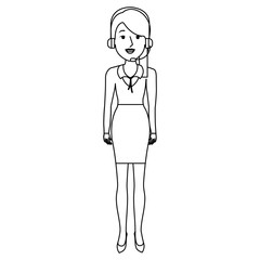 businesswoman with headset character vector illustration design