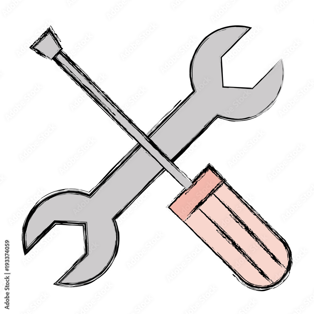 Wall mural wrench and screwdriver tools vector illustration design