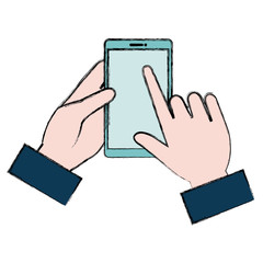 hand user with smartphone device isolated icon vector illustration design