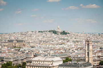 Aerial view of Paris with Sacre-Couer on background