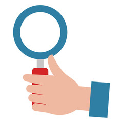 hand human with magnifying glass isolated icon vector illustration design