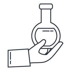 hand with tube test flask icon vector illustration design