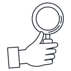 hand human with magnifying glass isolated icon vector illustration design