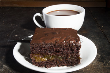 A piece of chocolate cake