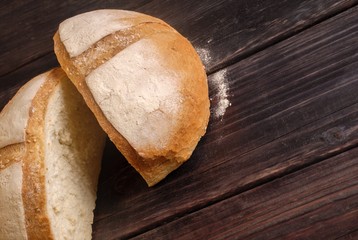 Bread on a wood table / background