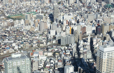 東京風景　密集した町並み