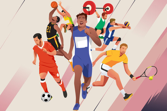 Athletes in Different Sports Poster Illustration