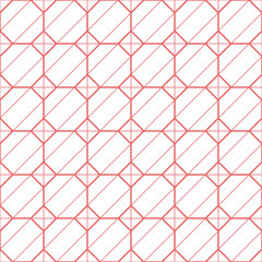 simple pink lined square hexagon combine vector seamless pattern