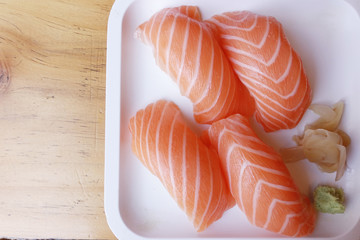 Sushi of salmon, Japanese food