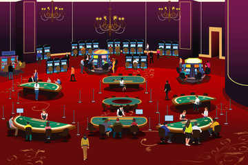 People Gambling in Casino Illustration