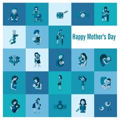 Fototapeta premium Happy Mothers Day Icons