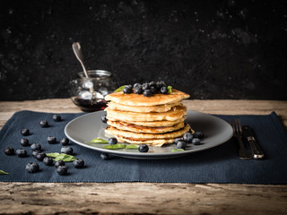 fluffy blueberry pancakes ready to eat