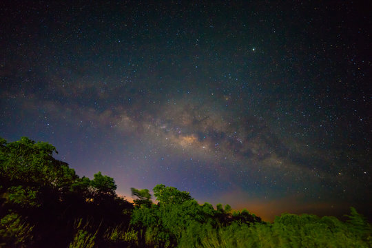 Dark Sky Certification Milky way on over Doi Inthanon the highest mountain of Thailand in Chiang Mia province. Many tourists will visit beautiful scenery of sunrise and mist. the weather always cool