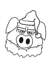 kopf gesicht weihnachten winter nikolaus santa claus geschenke weihnachtsmann stock alt opa großvater groß dick fett schwein eber ferkel comic cartoon lachen clipart