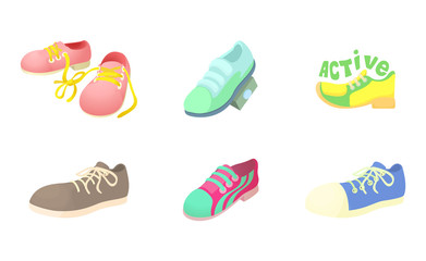 Sport shoes icon set, cartoon style