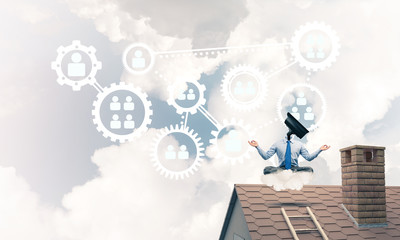 Concept of security and privacy protection with camera headed ma