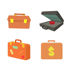 Case icon set, cartoon style