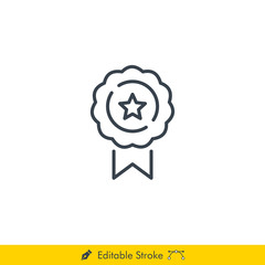 Star Badge Icon / Vector - In Line / Stroke Design