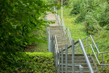 A staircase in the middle of the park