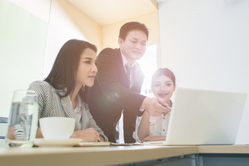 Business people meeting time working with new startup project. Idea presentation, analyze plans. Businessman and team talking and briefing of business plan and strategy