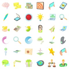 Radio transmitter icons set, cartoon style