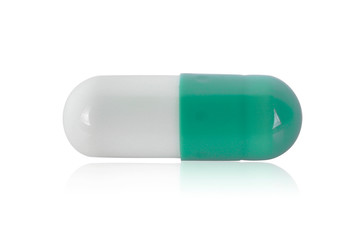 single capsule pills isoated on white background