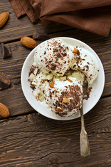 Vanilla chocolate ice cream with nuts