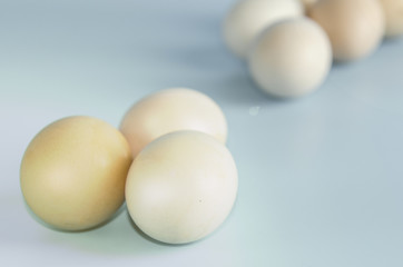 easter eggs on blue background