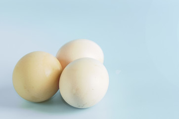 easter eggs on blue background