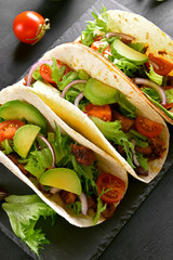 Tacos with meat and vegetables