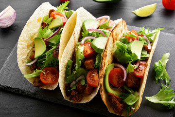 Tacos with meat and vegetables