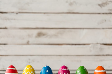 Six colorful eggs