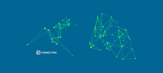 3d connection structure. Futuristic technology style. Vector illustration for science, chemistry or education.