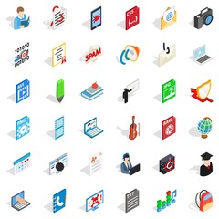 Workbook icons set, isometric style