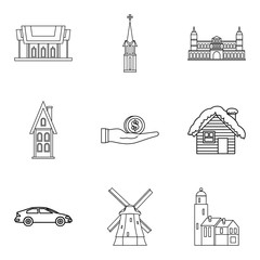 Loving relationship icons set, outline style