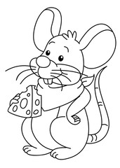 Coloring book with mouse, vector - obrazy, fototapety, plakaty