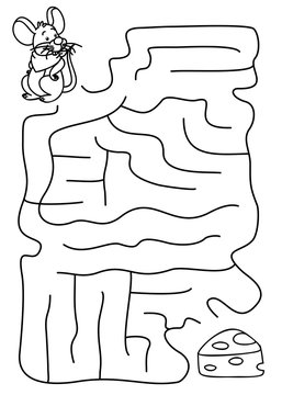 Coloring book with mouse, vector
