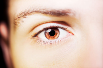 Obraz premium Image of man's beautiful insightful look eye close up.