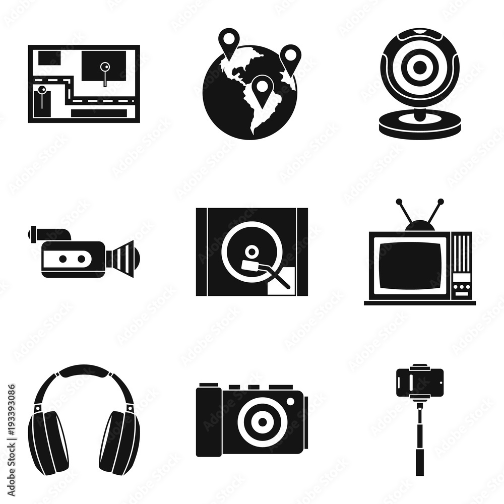 Poster write software icons set, simple style